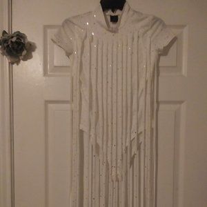 White glittery dance top with middle lace up and down size small